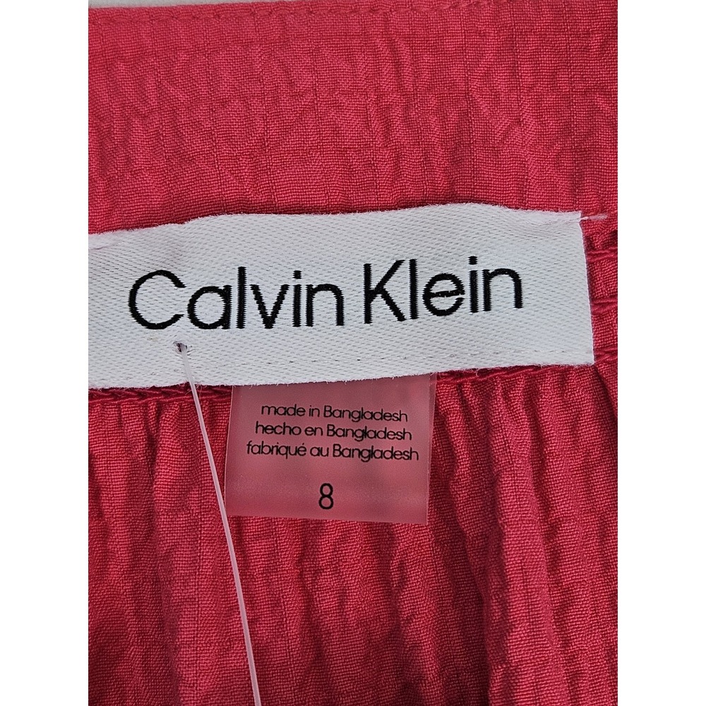 Calvin Klein Cottagecore Flared Sleeves Dress 8 Tiered Fuchsia Pink Fluttered - Picture 6 of 9